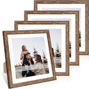 12x12 Picture Frame Set of 4, 12 x 12 Wood Photo Frames with Mat for 10x10 or 30x30cm Diamond Painting Art, Wooden Frame with Real Glass Cover for Wall and Tabletop Display,Rustic Brown by CozyNest Decor