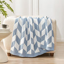Snuggle Sac Twin Size Blue Blankets for Bed, Super Soft Warm Blankets Oversized Cozy Knit Fuzzy Blanket for Living Room, Chevron Blue,60x80 inches by TinyTreasures Baby Boutique