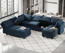 Belffin Modular Sectional Sofa with Storage Chaises Sectional Sleeper Sofa Couch 8 Seat Sectional Bed Blue by CozyNest Decor