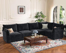 134.6" Modular Sectional Sofa, Oversized 4 Seater Couch with Removable Black Chenille Fabric Cover, Deep Seat & High Backrest for Living Room, Office & Apartment by CozyNest Decor