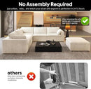 118" 6-Seater Cloud Sofa,Modular Sectional Couch with Ottoman,Modern Deep Seat Upholstered Couches with Plush Corduroy Fabric for Living Room Furniture,Bedroom and Apartment,No Assembly Required,White by CozyNest Decor