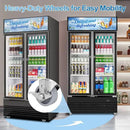 Tylza Commercial Refrigerator, Double Glass Door Display Beverage Fridge, 28.1 Cu Ft Upright Beverage Cooler Merchandiser with Replaceable Advertising Light Board, Rebound Door, Fast Cooling, Black by CozyNest Decor