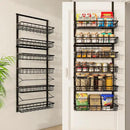 Over The Door Pantry Organizer, Pantry Storage and Organization, 6-Tier Adjustable Hanging Baskets, Metal Wall Mount Spice Rack Seasoning Shelves for Home & Kitchen, Laundry Bathroom - Black by CozyNest Decor