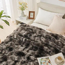Lotus Karen Faux Fur Blanket Tie-Dye Dark Gray Twin Size - Big Bubble Rabbit Fluff Throw for Couch Small Fluffy Fuzzy Cozy Thick Furry Plush Shaggy Blankets 90x90 Inches by CozyNest Decor