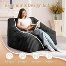 HABUTWAY Bean Bag Chair, Giant Bean Bag Chairs for Adults and Kids, Bean Bag Sofa, Lazy Floor Sofa, Faux Fur Beanbag Chair with Armrests for Living Room Bedroom (Black) by CozyNest Decor
