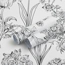 Dimoon 393"x17.3" Floral Peel and Stick Wallpaper White Contact Paper Waterproof Black Lines Wallpaper Vintage Flower Thicken Plant Self Adhesive Removable Wall Covering Shelf Liner Decal Vinyl Roll by GreenHaven Gardens