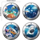 3D Ocean Animals World Wall Stickers Glow in The Dark, 4 Pcs Sharks Turtles Jellyfishs Removable Decals for Kids, Vinyl Stickers for Ceiling (Blue) by CozyNest Decor