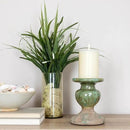 Creative Co-Op 2-Tone Sculptural Terracotta Pillar Candle Holder, Distressed Green by CozyNest Decor