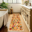 Floral 2x6 Area Rug Machine Washable Soft Print Boho Carpet Non Slip Doormat Low Pile Flower Area Rugs for Living Room Bedroom Nursery Kitchen Dining Room Indoor-Yellow/Orange by TinyTreasures Baby Boutique