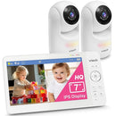VTech Advanced HQ Max Twin 7" Digital Video 2-Cameras Baby Monitor with Pan Tilt Zoom, Long Battery Life 5000mAh, IPS Screen, Adaptive Multi-Color Night Light, 2-Way Talk, HQ Display, No WiFi, White by TinyTreasures Baby Boutique