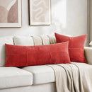 Fancy Homi 2 Packs Red Decorative Throw Pillow Covers 18x18 Inch for Living Room Couch Bed Sofa, Rustic Boho Farmhouse Home Decor, Soft Corss Corduroy Patchwork Textured Square Cushion Case 45x45 cm by CozyNest Decor