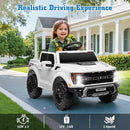 12V Ride on Car Licensed Ford F-150 Raptor, Kids Electric Car with Remote Control, LED Light/Music/MP3, Truck Bed Storage, 3-Point Seat Belt (12V, White) by TinyTreasures Baby Boutique