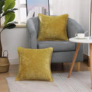 decorUhome Chenille Soft Throw Pillow Covers 20x20 Set of 2, Farmhouse Velvet Neutral Decorative Euro Pillow Covers with Stitched Edge for Couch Sofa Bed Home Decor, Mineral Yellow by CozyNest Decor