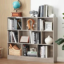 LEYAOYAO 10 Cube Bookshelf with Base,3 Tier Mid-Century Modern Grey Bookcase,Standing Wide Bookshelves Storage Organizer Shelf,Rustic Wood Display Cabinet Book Shelves for Bedroom,Living Room,Office by CozyNest Decor