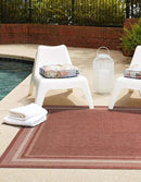 Unique Loom Outdoor Border Collection Area Rug - Soft Border (7' 10" Square Rust Red/Ivory) by GreenHaven Gardens