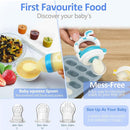 WAJIAYON Baby Fruit Feeder Pacifier | 2 Infant Food Feeder Pacifier & Baby Food Dispensing Spoon | Mesh Fresh Fruit Teethers for Babies Teething Feeders | Shower Gifts for Boys and Girls (Blue) by TinyTreasures Baby Boutique