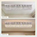 Luxury Lighting Fixture Chandelier Rectangular with Raindrop Crystals Pendant Light Fixture 10-Lights Modern Crystal Rectangle Flush Mount Chandelier for Living Room Dining Room Bar L47 Inch by CozyNest Decor