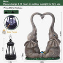 Elephant Statue Easter Garden Decor with LED Solar Lights-Set of 2 Good Luck Elephant Outdoor Statue Christmas Decorations for Yard Patio,Porch,Home -Mothers Day Gifts for Women, Mom, Grandma by GreenHaven Gardens