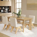 Mid Century Modern Farmhouse Dining Chairs Set of 4, Upholstered Armless Kitchen Chairs with Back and Wooden Legs, Linen Beige by CozyNest Decor