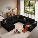 Cloud Sectional Couches for Living Room,G Shaped Modular Sofas No Assembly,135x133 Inches Plush Corduroy Oversized Floor Couch Set with Deep Seat Chaise,Black by CozyNest Decor
