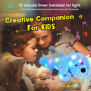 Hopearl LED Musical Stuffed Puppy Lighting Up Singing Plush Dog Adjustable Volume Lullaby Animated Soothe Birthday Festival for Kids Toddler Girls, Blue, 17'' by TinyTreasures Baby Boutique