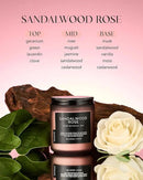 M&SENSE Sandalwood Rose Scented Candle 7.05oz 50 Hours Long Lasting Burn Natural Soy Wax Strong Scented Candle for Home, 2 Wick Home Fragrance Slow Burning Housewarming Gifts for Men Women by CozyNest Decor