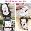 Infant Car Seat Insert with 3 Strap Covers, 3 in 1 Reversible Floral Baby Car Seat Head Support for Newborn, Baby Girl Newborn Essentials for Preemie to Infant, Stroller, Swing, Bouncer (Pink) by TinyTreasures Baby Boutique