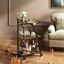 Bar Cart, 3-Tier Bar Cart for The Home, Home Bar Serving Cart with Glass Holders, Beverage Cart for Kitchen, Dining, Party Room, Rustic Brown and Black BC03BR by CozyNest Decor