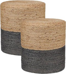 REDEARTH · Cylindrical Pouf Foot Stool Ottoman - Jute Braided Pouffe Poof Accent Sitting Footrest for Living Room, Bedroom, Nursery, Patio, Lounge - Set of 2 (14.5”x14.5”x16”; Natural Gray) by CozyNest Decor
