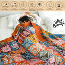 Boho Throw Blanket King Size Christmas Blanket 100% Cotton Blankets for Couch Bed, Cotton Quilts Muslin Bed Blanket 90''x 98'' Cozy Pre-Washed Decor Gift for All Seasons by CozyNest Decor