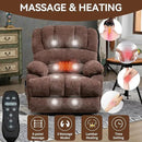 Large Power Lift Recliner Chair with Massage and Heat for Elderly, Ergonomic Backrest, Infinite Adjust, 2 Side Pockets,USB and Type-C Ports, Chenille Brown by CozyNest Decor