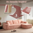 ovios 104" Cloud Sectional Couch with L-Shape Chaise,Modern Modular Sofa with Deep Seat, Upholstered Couches for Living Room Bedroom,No Assembly Required, Pink (Plush Corduroy Fabric) by CozyNest Decor