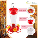 Nature's Rhythm Bird Feeder 4 bee Guard Plastic Yellow Flowers Feeding Port 8oz Glass Pinch Waist Hummingbird Feeder (2Pcs) by GreenHaven Gardens