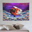 Houselerax Japanese Koi Fish Tapestry, Yin Yang Big Wave Cherry Blossom Tapestries Wall Hanging for Bedroom Living Room Office Decor 90"x60" by CozyNest Decor