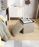 15 Inches Small Folding Storage Ottoman Cube, Storage Footrest, Foot Rest Stool, for Living Room, Bedroom, Dorm, Hallway, Entryway, Sandy Beige by CozyNest Decor