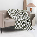 LOMAO Throw Blankets Flannel Blanket with Checkerboard Grid Pattern Soft Throw Blanket for Couch, Bed, Sofa Luxurious Warm and Cozy for All Seasons (Dark Olive, 60"x80") by CozyNest Decor