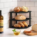 Cabinet Organizer Shelf - Bamboo Corner Rack for Kitchen Counter, Cabinet Space Saver for Plates, Dishes, Bowls, Bread Pantry, Bathroom Storage or Countertop Stand, Black by CozyNest Decor