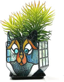 Cat Stained Glass Pot,Cat Flower Pots for Indoor Plants,Cat Plant Decor,Fun Plant Pots Gift 4.6x3x5.15 in(Excluding Plants) by GreenHaven Gardens