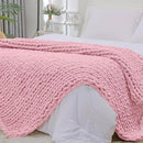 Bigacogo Chunky Knit Throw Blanket for Couch, 51x63 inches, 100% Hand Knitted with Thick Jumbo Chenille Yarn, Cozy Soft Large Rope Knot Cable Crochet Blankets for Sofa Bed Living Room, Blush Pink by CozyNest Decor