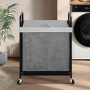 STO STO Laundry Hamper 2 Section, 100L Rolling Laundry Sorter Cart with Removable and Washable Liner Bag, Rolling Clothes Hamper with Metal Handle for Laundry Room and Bedroom, Gray by CozyNest Decor