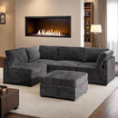 HOOOWOOO Modular Sectional Sofa,5 Pieces Sectional Couches for Living Room,98X55 L Shaped Cloud Couch with Ottoman Chaise Set(Grey Velvet Corduroy) by CozyNest Decor