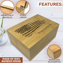 Personalized American Flag Gift Box - Engraved Memory Box, 5 Year Anniversary Wedding Gift for Men, Boyfriend, Bamboo Wood Decorative Chest, Keepsake Boxes with Custom Hidden Message, 11x8x4.75 in by TinyTreasures Baby Boutique