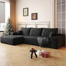 108" Sectional Couches for Living Room Modern Modular Sofa with L-Shape Couchs Upholstered Boneless Couch Deep Seat Sectional Couch with Chaise (Black, Left Facing Chaise+2Seaters) by CozyNest Decor