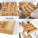 Adjustable Kitchen Drawer Organizer for Utensils and Junk, Food-Safe Contract Grade with 100% Sustainable Wood, Expandable from 10.5 to 19 Inches Wide - Natural Bamboo by CozyNest Decor