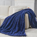 NEWCOSPLAY Faux Fur Throw Blanket Dark Navy Bubble Blanket Thick Warm Soft for Couch Sofa Bed 550GSM (Dark Navy, Throw(50"x60")) by CozyNest Decor