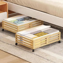 Under Bed Storage Containers With Wheels - 2 Pcs Bamboo Wood Rolling Underbed Shoe Storage Bins With Dust Bags for Clothes Blankets, Duvet Covers Snacks Toys (Natural) by CozyNest Decor