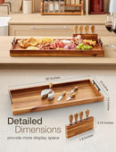 Acacia 30 Inch Large Charcuterie Board with Cheese Knife Set of 4 – Acacia Wood Serving Tray With Handles, Long Charcuterie Board, Large Charcuterie Boards for Party, Wooden Cheese Board by CozyNest Decor