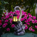Elephant Outdoor Statues with Cute Baby Garden Decor, Resin Elephant Figurines with Solar Lantern Outdoor Decoration Gifts for Mothers Day, Birthday Day by CozyNest Decor
