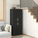 Tall Storage Cabinet with Doors & Shelf for Bathroom, Living Room, Entryway - Black by CozyNest Decor