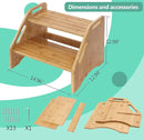 AMBIRD Wooden Step Stool, Two Step Stools Toddler 300 lbs Capacity with Safety Non-Slip Pads and Handles, Bamboo Step Stool for Bathroom, Kitchen Dual Height Step Stools for Kids (Natural) by TinyTreasures Baby Boutique